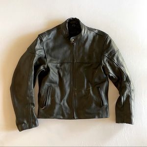 REAL LEATHER Brand men's leather biker motorcycle jacket size 40